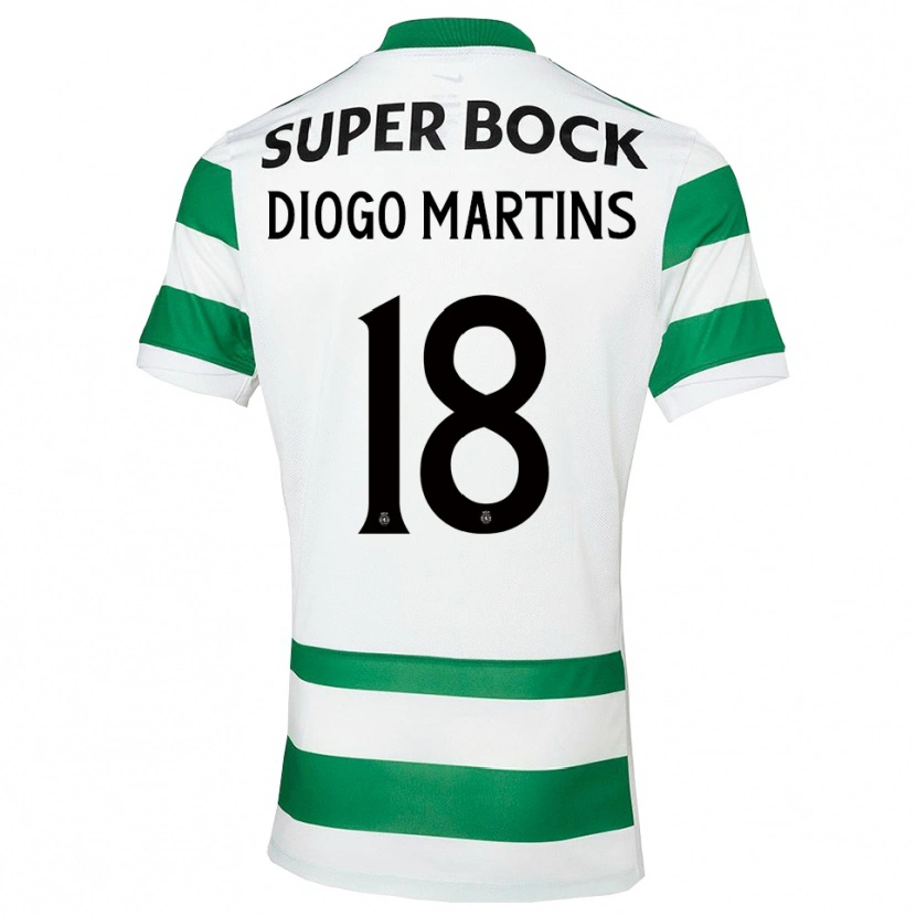 Danxen Kinder Diogo Martins #18 Grün Weiß Heimtrikot Trikot 2025/26 T-Shirt