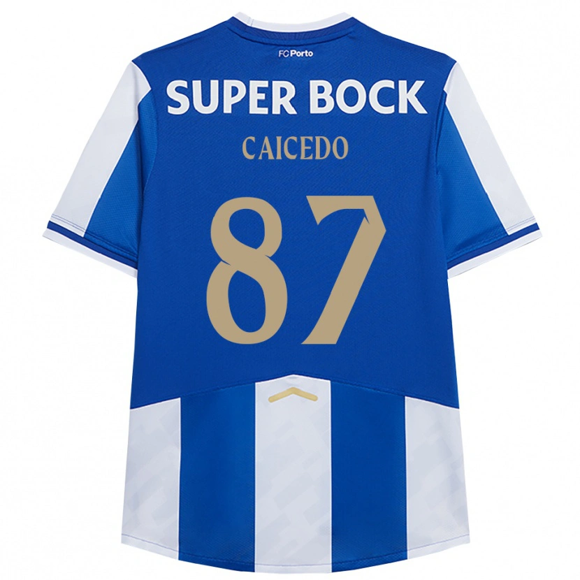 Danxen Kinder Brayan Caicedo #87 Blau Weiß Heimtrikot Trikot 2025/26 T-Shirt