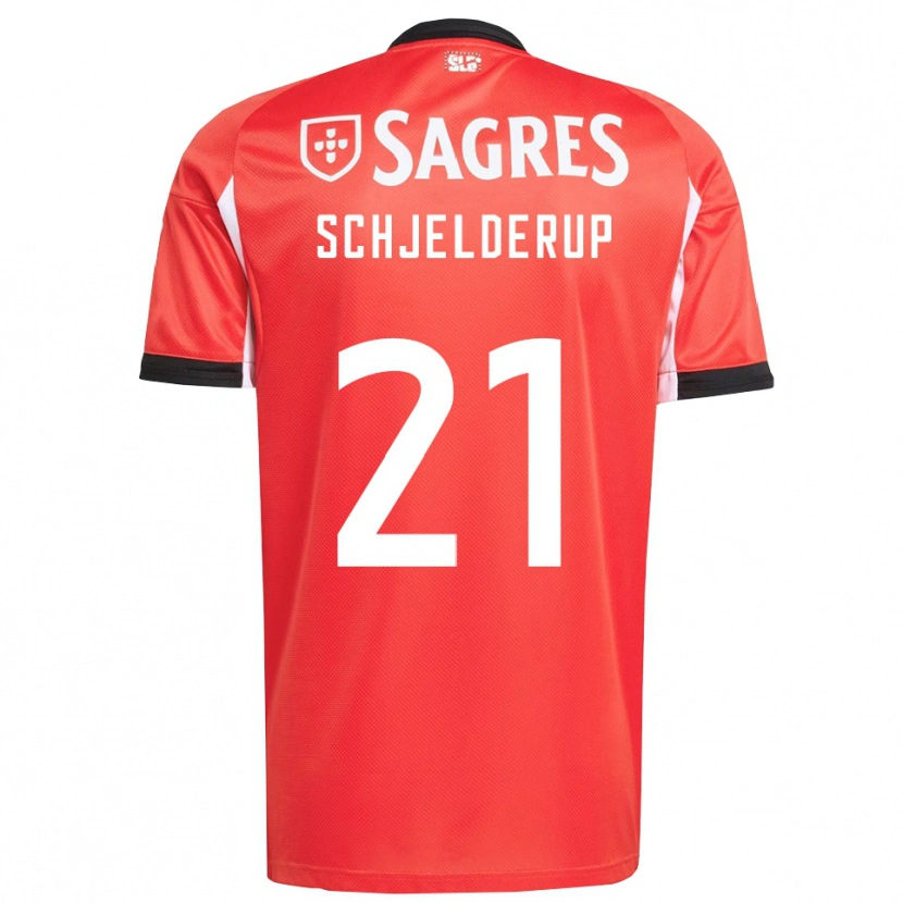 Danxen Kinder Andreas Schjelderup #21 Rot Weiß Heimtrikot Trikot 2025/26 T-Shirt