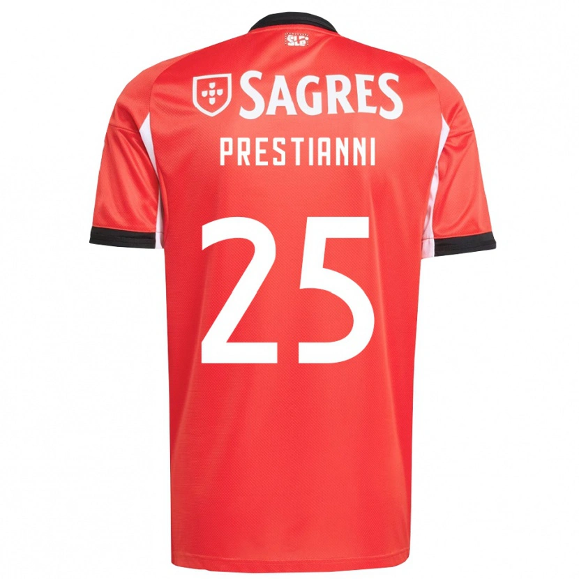 Danxen Kinder Gianluca Prestianni #25 Rot Weiß Heimtrikot Trikot 2025/26 T-Shirt