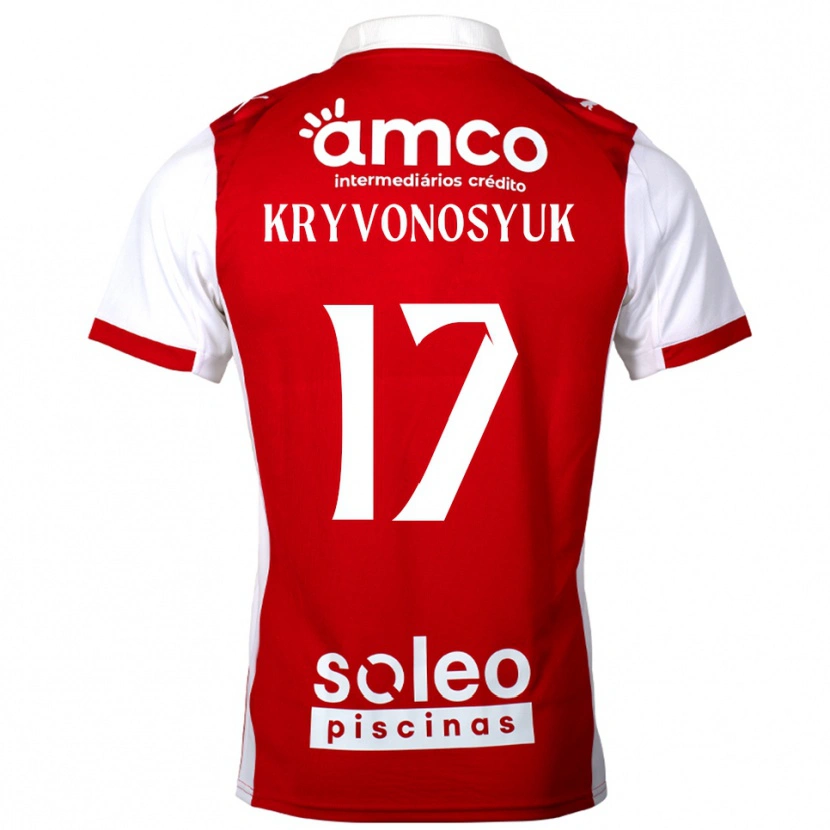 Danxen Kinder Leonardo Kryvonosyuk #17 Rot Weiß Heimtrikot Trikot 2025/26 T-Shirt