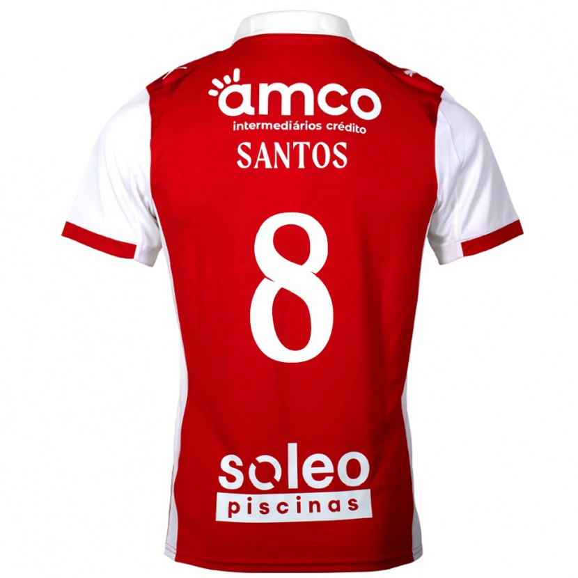 Danxen Kinder Vicente Santos #8 Rot Weiß Heimtrikot Trikot 2025/26 T-Shirt