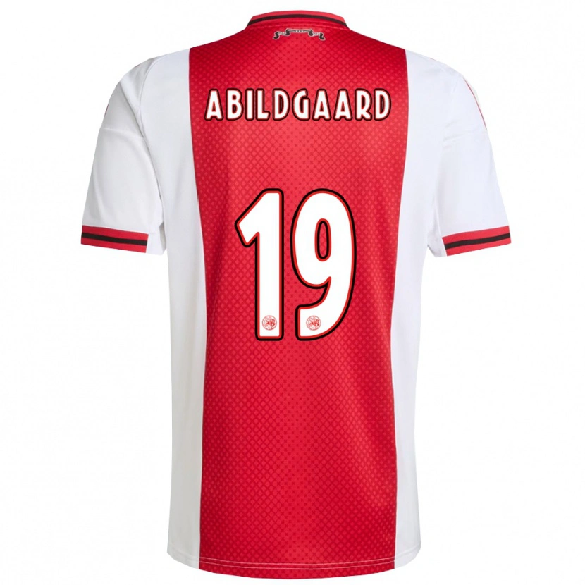 Danxen Kinder Lasse Abildgaard #19 Rot Weiß Heimtrikot Trikot 2025/26 T-Shirt