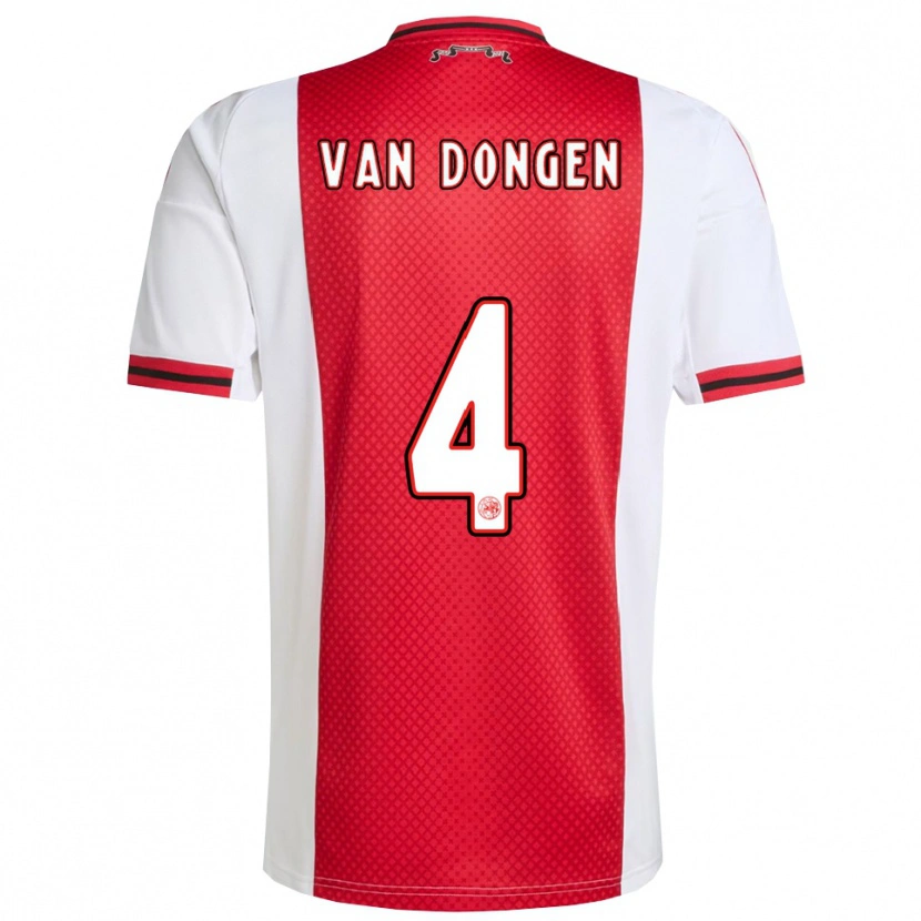 Danxen Kinder Bram Van Dongen #4 Rot Weiß Heimtrikot Trikot 2025/26 T-Shirt