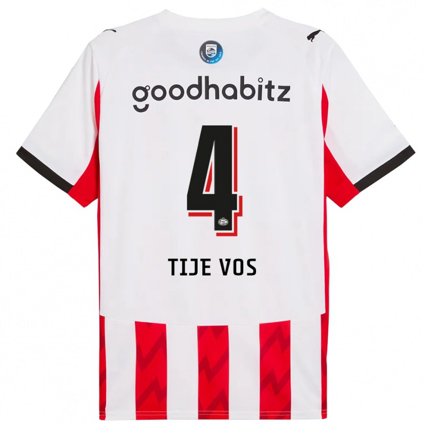 Danxen Kinder Tije Vos #4 Rot Weiß Heimtrikot Trikot 2025/26 T-Shirt