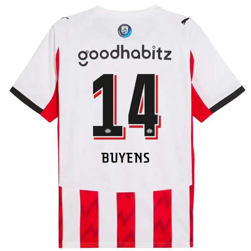 Danxen Kinder Mathieu Buyens #14 Rot Weiß Heimtrikot Trikot 2025/26 T-Shirt