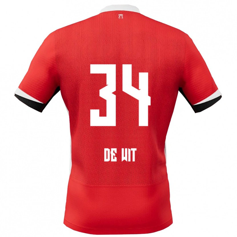 Danxen Kinder Mees De Wit #34 Rot Weiß Heimtrikot Trikot 2025/26 T-Shirt