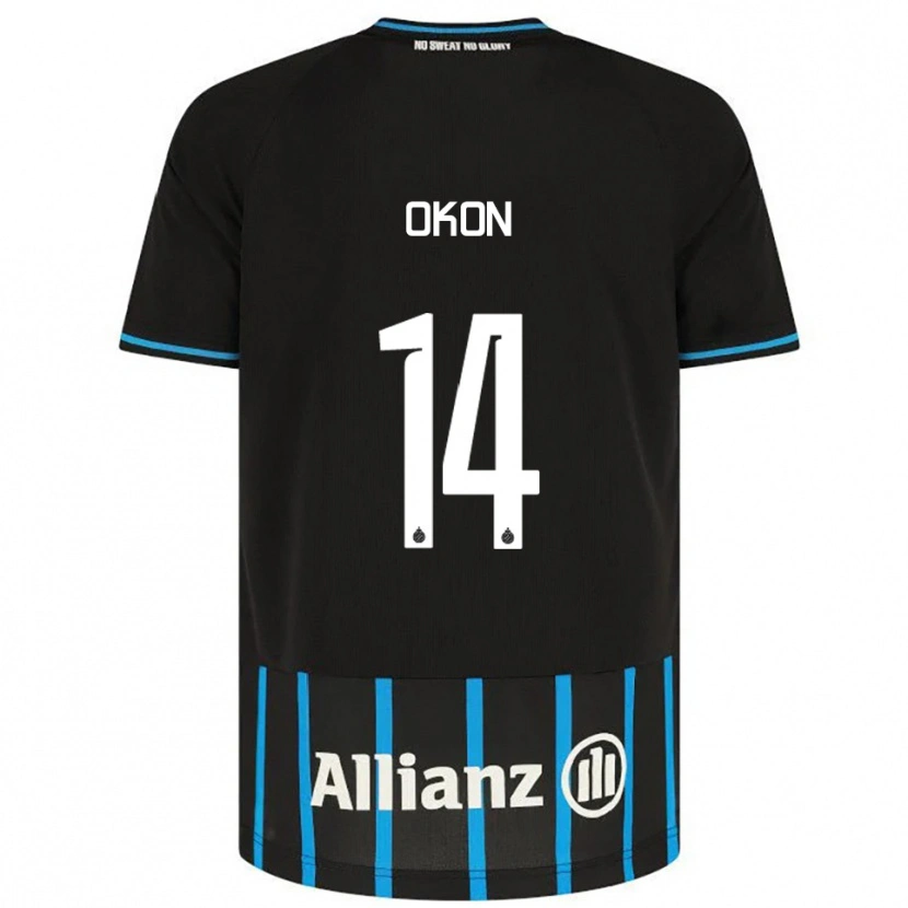 Danxen Kinder Gianluca Okon #14 Schwarz Blau Heimtrikot Trikot 2025/26 T-Shirt