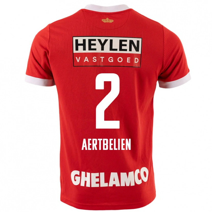 Danxen Kinder Lukas Aertbeliën #2 Rot Weiß Heimtrikot Trikot 2025/26 T-Shirt