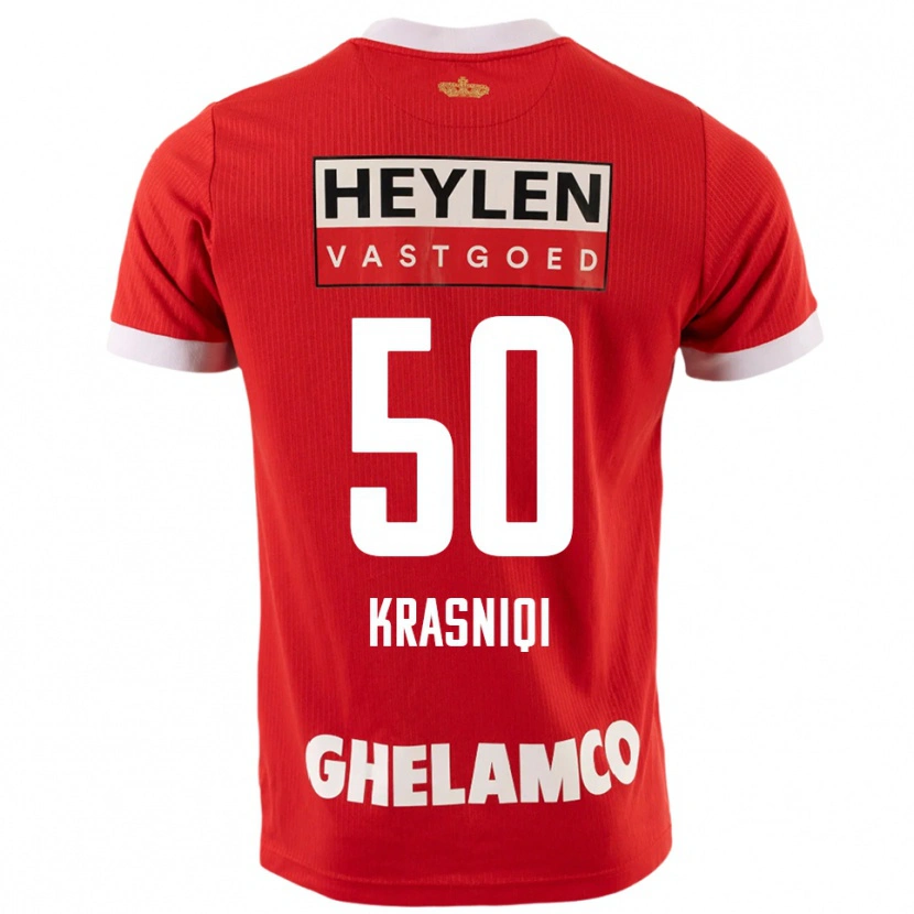 Danxen Kinder Laurit Krasniqi #50 Rot Weiß Heimtrikot Trikot 2025/26 T-Shirt