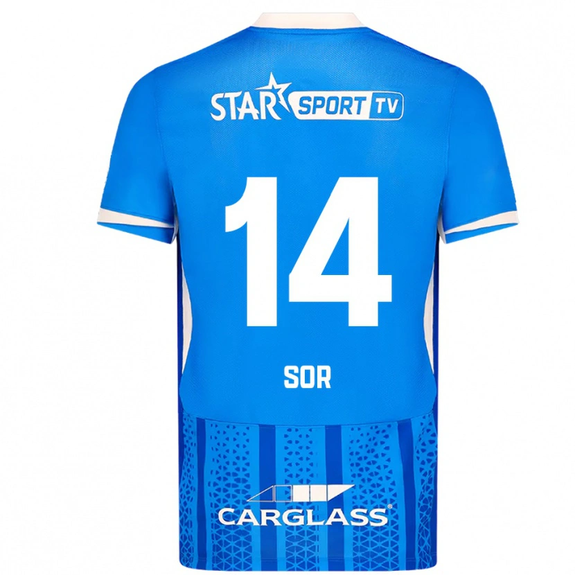 Danxen Kinder Yira Sor #14 Blau Weiß Heimtrikot Trikot 2025/26 T-Shirt