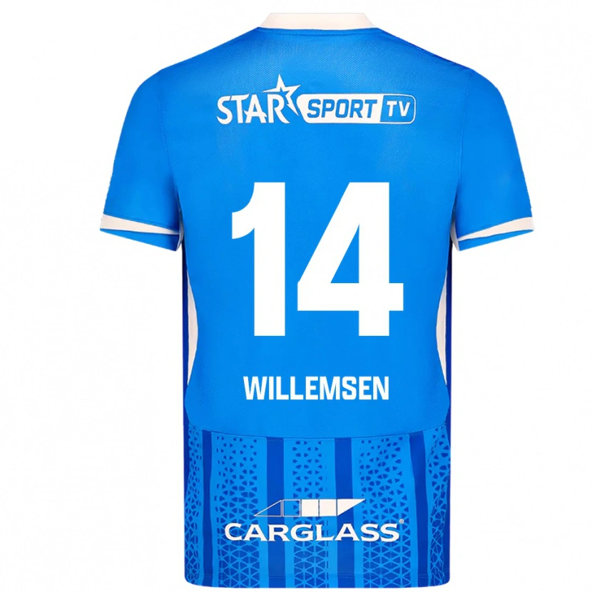 Danxen Kinder Wout Willemsen #14 Blau Weiß Heimtrikot Trikot 2025/26 T-Shirt
