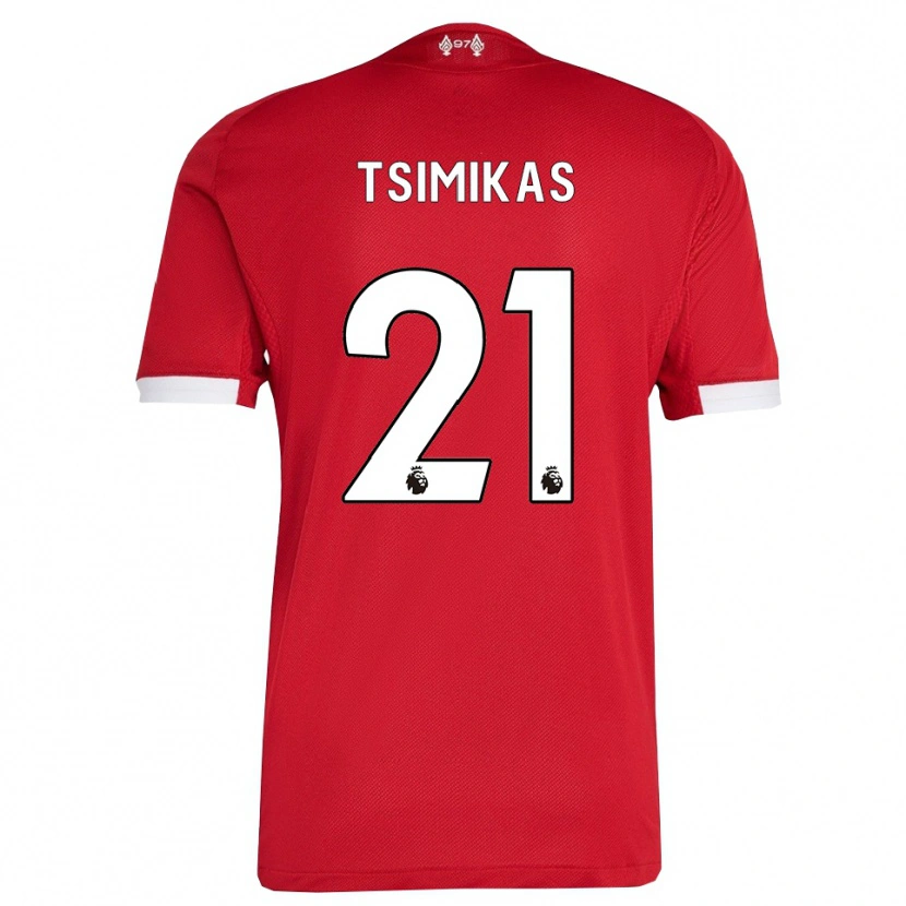 Danxen Kinder Konstantinos Tsimikas #21 Rot Weiß Heimtrikot Trikot 2025/26 T-Shirt