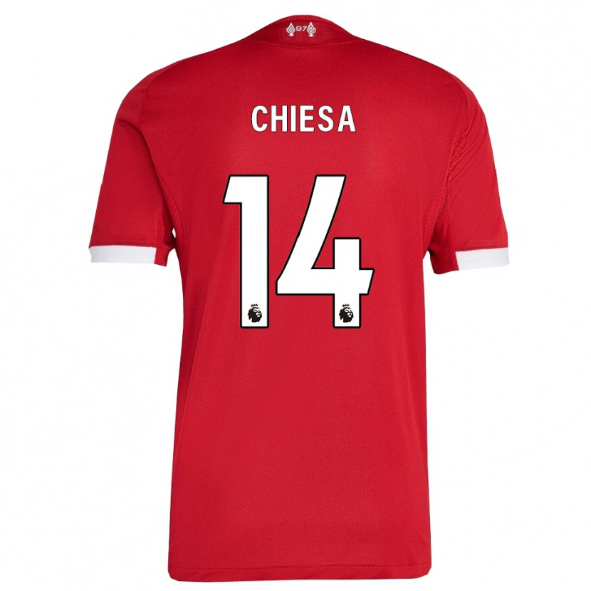Danxen Kinder Federico Chiesa #14 Rot Weiß Heimtrikot Trikot 2025/26 T-Shirt