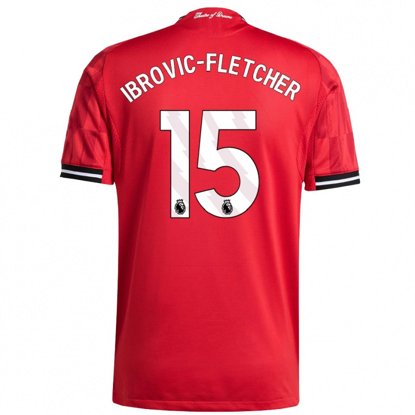 Danxen Kinder Edward Ibrovic-Fletcher #15 Rot Schwarz Weiß Heimtrikot Trikot 2025/26 T-Shirt