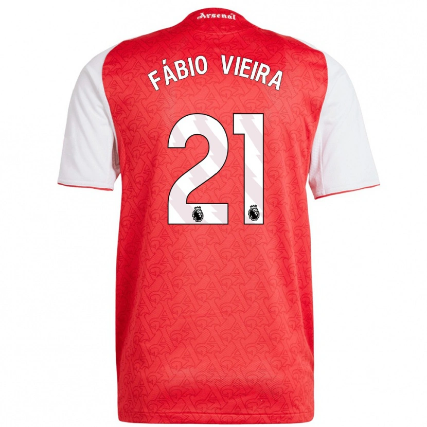 Danxen Kinder Fábio Vieira #21 Rot Weiß Heimtrikot Trikot 2025/26 T-Shirt