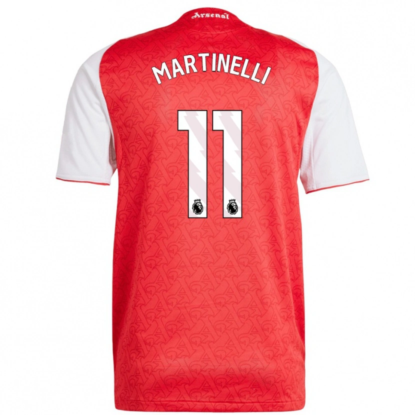 Danxen Kinder Gabriel Martinelli #11 Rot Weiß Heimtrikot Trikot 2025/26 T-Shirt