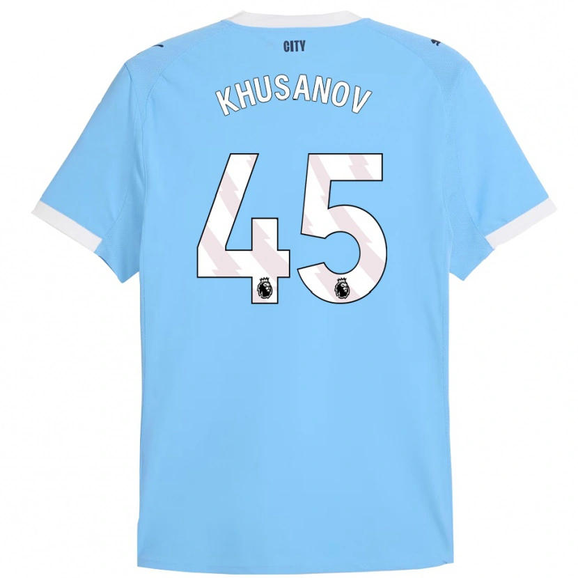 Danxen Kinder Abdukodir Khusanov #45 Himmelblau Weiß Heimtrikot Trikot 2025/26 T-Shirt
