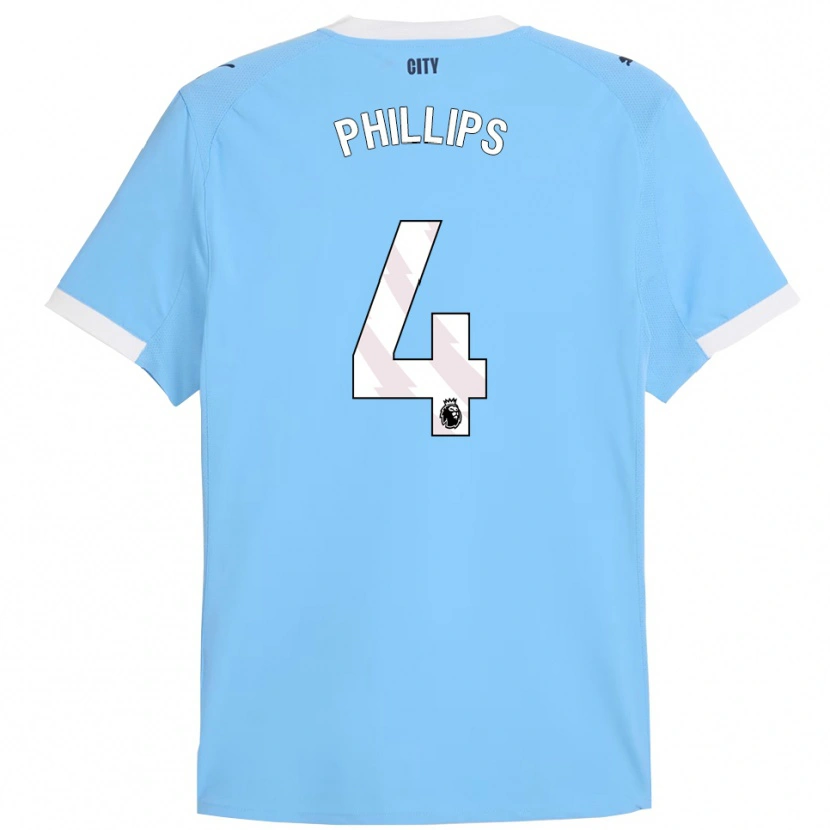 Danxen Kinder Kalvin Phillips #4 Himmelblau Weiß Heimtrikot Trikot 2025/26 T-Shirt