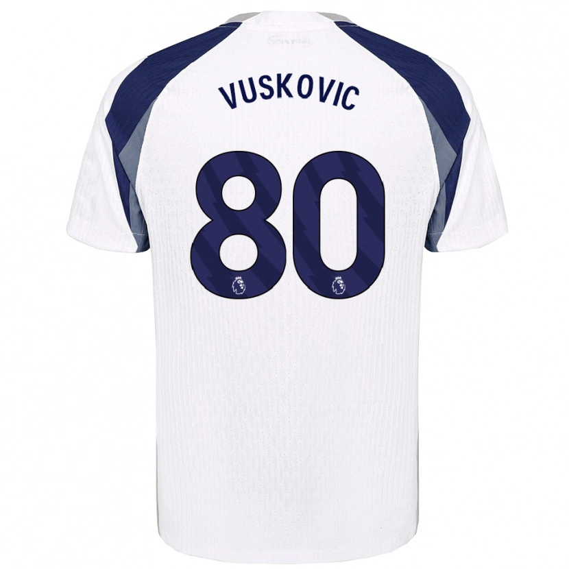 Danxen Kinder Luka Vuskovic #80 Weiß Marineblau Heimtrikot Trikot 2025/26 T-Shirt