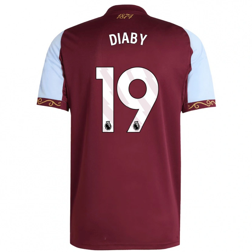 Danxen Kinder Moussa Diaby #19 Burgunderrot Himmelblau Heimtrikot Trikot 2025/26 T-Shirt