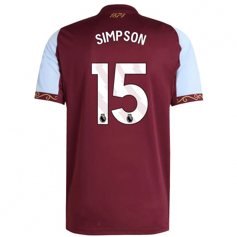 Danxen Kinder Ewan Simpson #15 Burgunderrot Himmelblau Heimtrikot Trikot 2025/26 T-Shirt