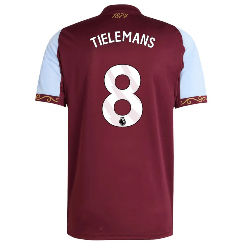 Danxen Kinder Youri Tielemans #8 Burgunderrot Himmelblau Heimtrikot Trikot 2025/26 T-Shirt