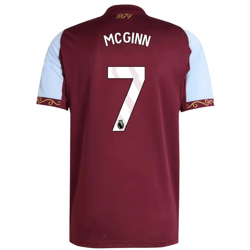 Danxen Kinder John Mcginn #7 Burgunderrot Himmelblau Heimtrikot Trikot 2025/26 T-Shirt