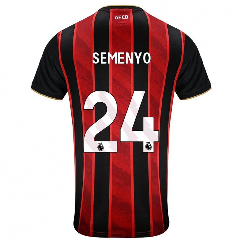 Danxen Kinder Antoine Semenyo #24 Rot Schwarz Heimtrikot Trikot 2025/26 T-Shirt