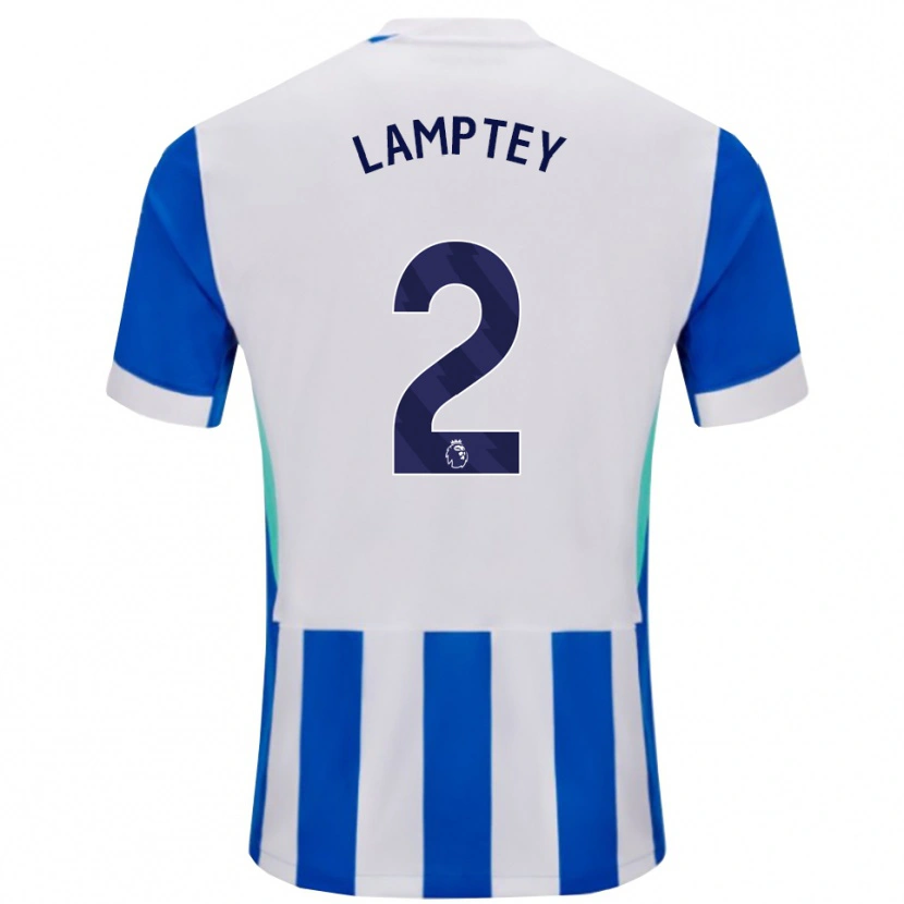 Danxen Kinder Tariq Lamptey #2 Blau Weiß Heimtrikot Trikot 2025/26 T-Shirt
