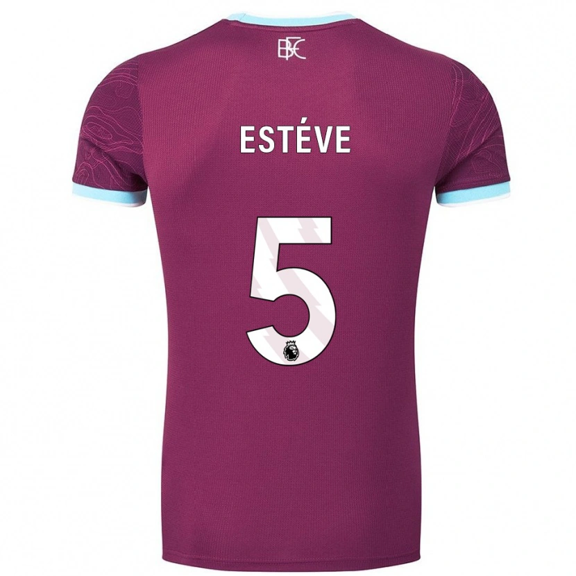 Danxen Kinder Maxime Estève #5 Burgunderrot Himmelblau Heimtrikot Trikot 2025/26 T-Shirt