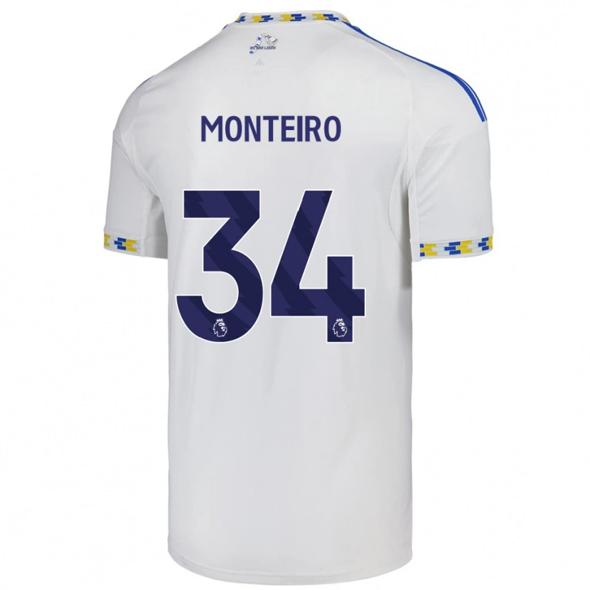 Danxen Kinder Diogo Monteiro #34 Weiß Blau Heimtrikot Trikot 2025/26 T-Shirt