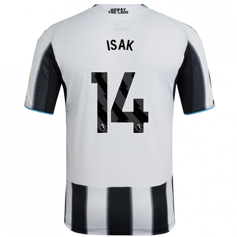 Danxen Kinder Alexander Isak #14 Schwarz Weiß Heimtrikot Trikot 2025/26 T-Shirt