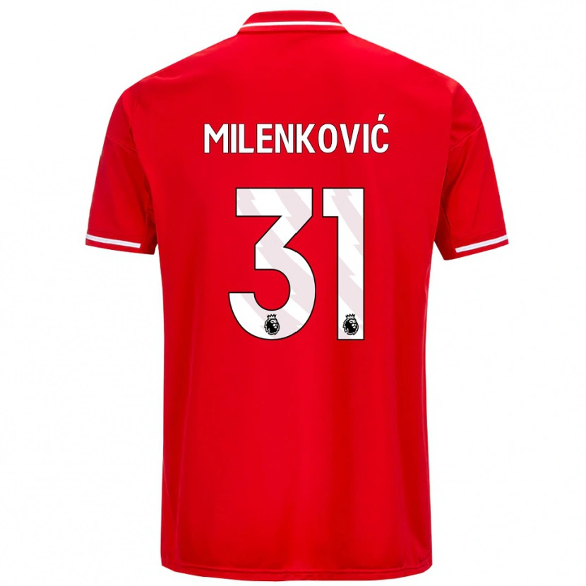 Danxen Kinder Nikola Milenković #31 Rot Weiß Heimtrikot Trikot 2025/26 T-Shirt