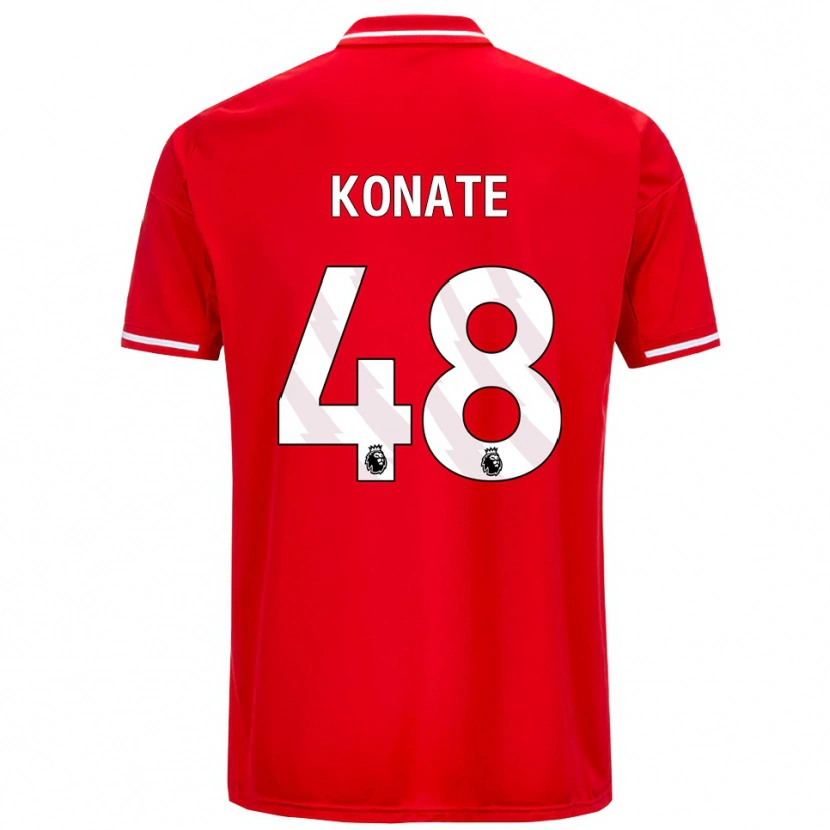 Danxen Kinder Ateef Konaté #48 Rot Weiß Heimtrikot Trikot 2025/26 T-Shirt