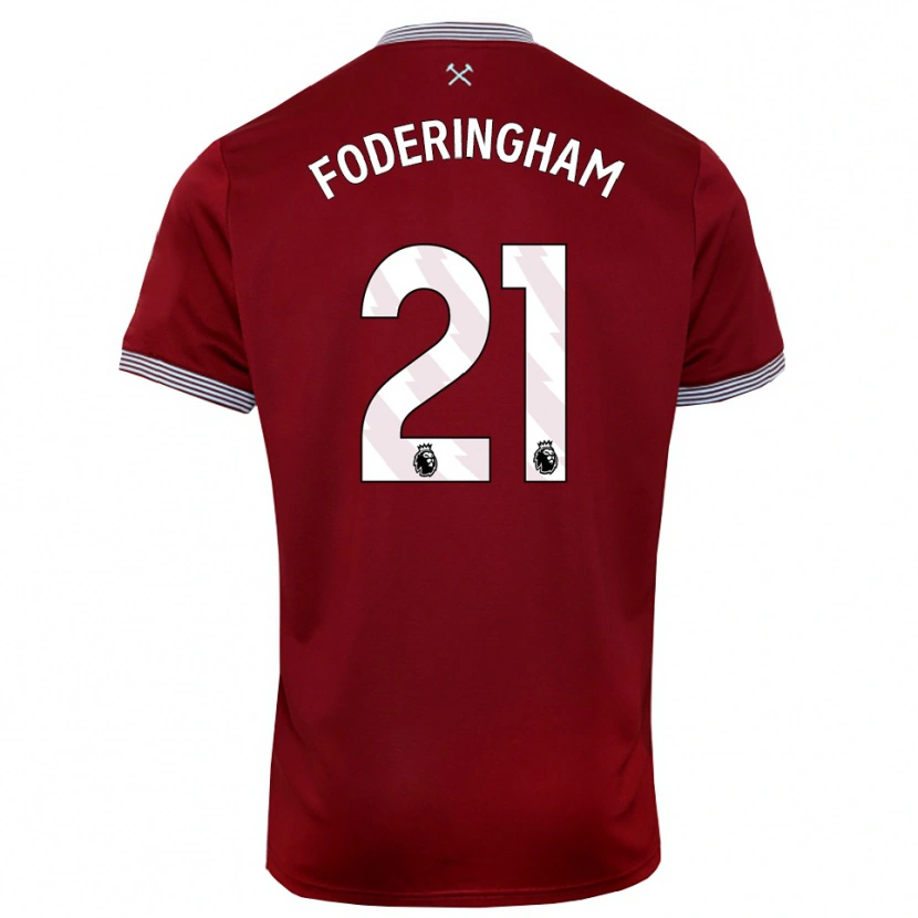 Danxen Kinder Wes Foderingham #21 Burgunderrot Weiß Heimtrikot Trikot 2025/26 T-Shirt