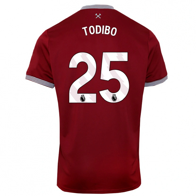 Danxen Kinder Jean-Clair Todibo #25 Burgunderrot Weiß Heimtrikot Trikot 2025/26 T-Shirt