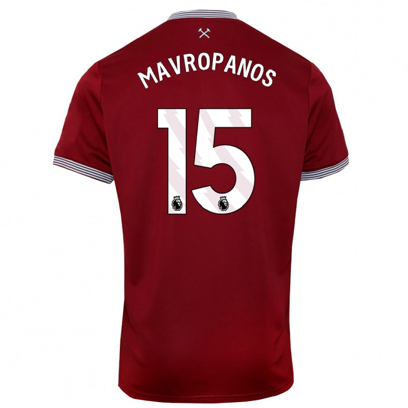 Danxen Kinder Konstantinos Mavropanos #15 Burgunderrot Weiß Heimtrikot Trikot 2025/26 T-Shirt