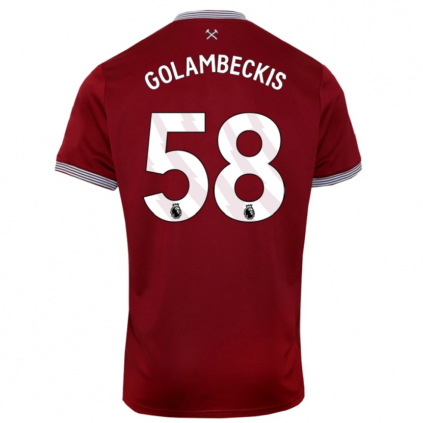 Danxen Kinder Airidas Golambeckis #58 Burgunderrot Weiß Heimtrikot Trikot 2025/26 T-Shirt
