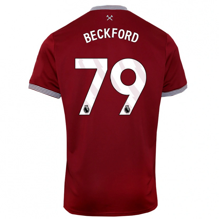 Danxen Kinder Lewis Beckford #79 Burgunderrot Weiß Heimtrikot Trikot 2025/26 T-Shirt
