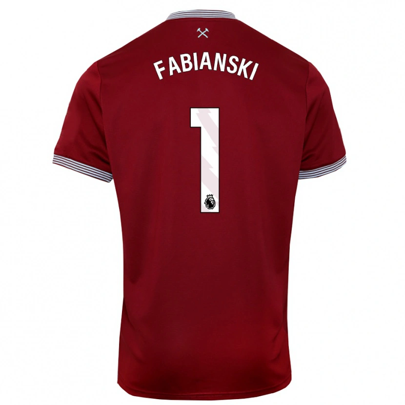 Danxen Kinder Lukasz Fabianski #1 Burgunderrot Weiß Heimtrikot Trikot 2025/26 T-Shirt