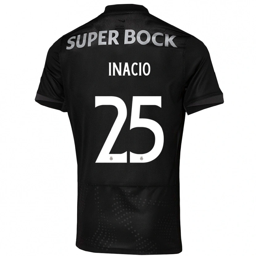 Danxen Kinder Gonçalo Inácio #25 Schwarz Weiß Auswärtstrikot Trikot 2025/26 T-Shirt