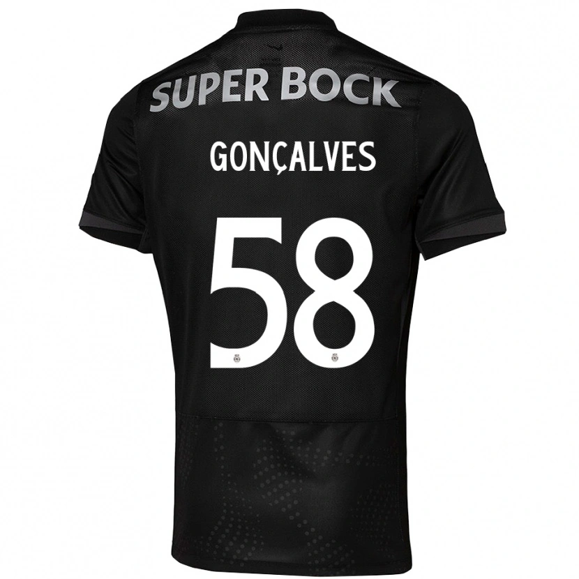 Danxen Kinder Flávio Gonçalves #58 Schwarz Weiß Auswärtstrikot Trikot 2025/26 T-Shirt
