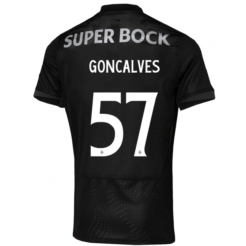 Danxen Kinder Inês Gonçalves #57 Schwarz Weiß Auswärtstrikot Trikot 2025/26 T-Shirt