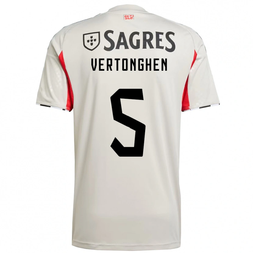 Danxen Kinder Jan Vertonghen #5 Creme Weiß Rot Auswärtstrikot Trikot 2025/26 T-Shirt