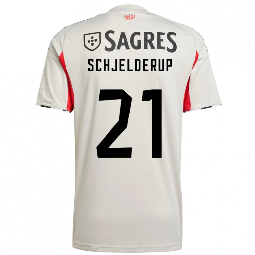 Danxen Kinder Andreas Schjelderup #21 Creme Weiß Rot Auswärtstrikot Trikot 2025/26 T-Shirt