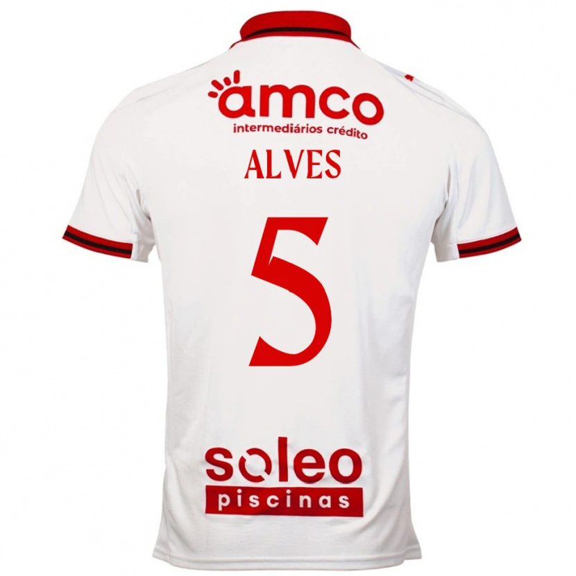 Danxen Kinder Eduardo Alves #5 Weiß Rot Auswärtstrikot Trikot 2025/26 T-Shirt