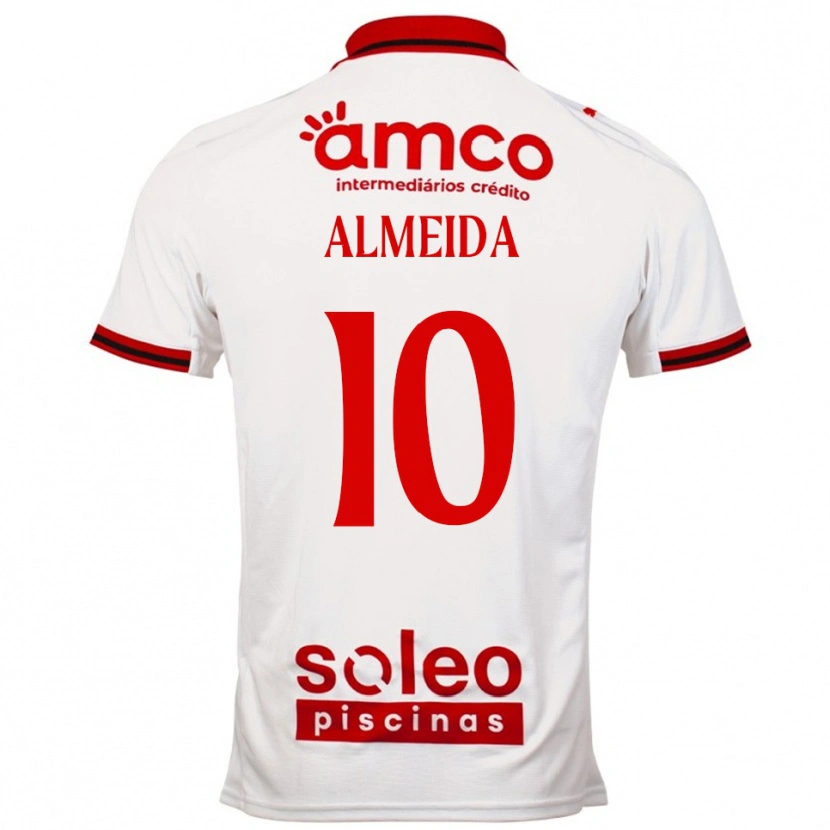 Danxen Kinder Vitória Almeida #10 Weiß Rot Auswärtstrikot Trikot 2025/26 T-Shirt
