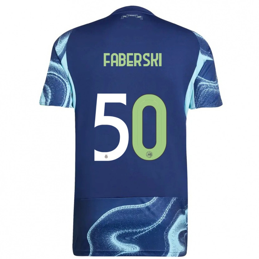 Danxen Kinder Jan Faberski #50 Marine Himmelblau Auswärtstrikot Trikot 2025/26 T-Shirt