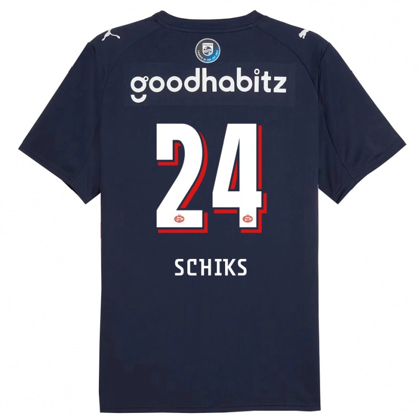 Danxen Kinder Niek Schiks #24 Marine Weiß Auswärtstrikot Trikot 2025/26 T-Shirt